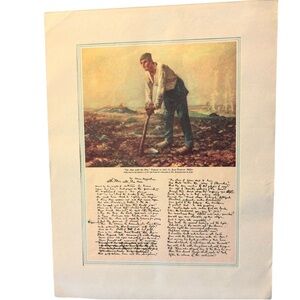 VTG Jean-François Millet's print “The Man with the ***” & Edwin Markham's poem
